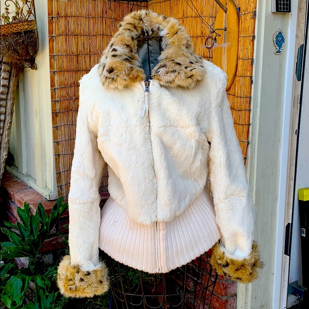 June Genuine Rabbit Fur Cream Jacket Size L